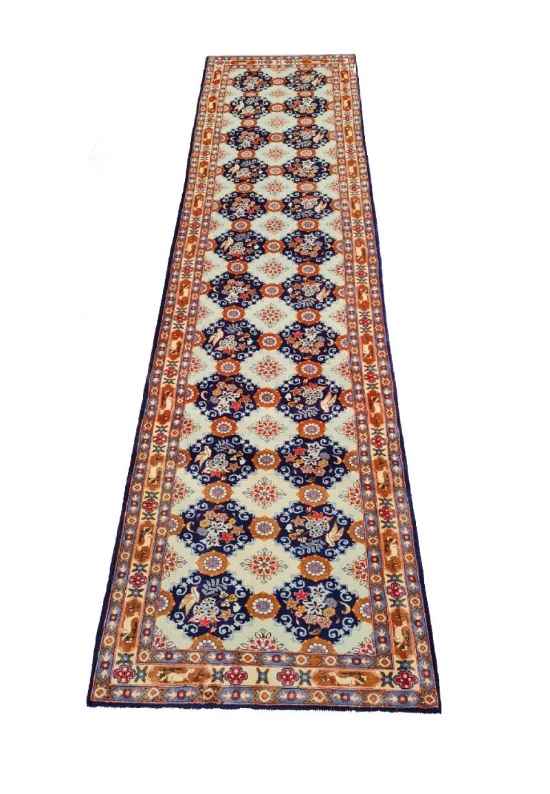 Handmade orange Persian runner rug